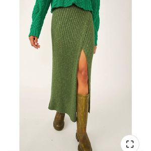 Free People Better Days Midi Skirt Sea Green Size Large NWT
